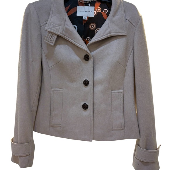 Banana Republic Women's Khaki Tan Peacoat Button Up Medium - Picture 1 of 9